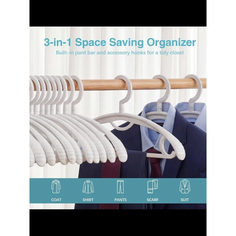 Non-Slip Heavy Duty Plastic Hangers - White - 10 Pack